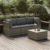vidaXL Salon de jardin 4 pcs avec coussins Gris Résine tressée