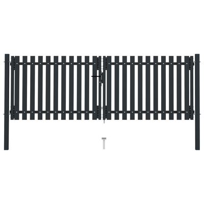 vidaXL Portail de clôture à double porte Acier 306x150 cm Anthracite