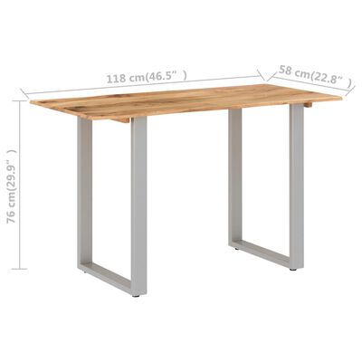 vidaXL Table de salle à manger 118x58x76 cm Bois d'acacia solide