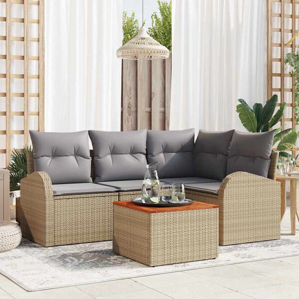 vidaXL Ensemble de canap&eacute; de jardin 5 pcs Beige et Gris clair