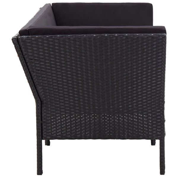 vidaXL Salon de jardin 6 pcs avec coussins r&eacute;sine tress&eacute;e noir