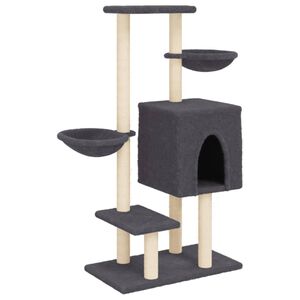 vidaXL Arbre &agrave; chat avec griffoirs en sisal gris fonc&eacute; 117 cm