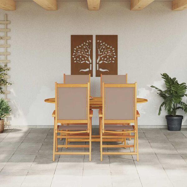 vidaXL Ensemble de salle &agrave; manger pour jardin 5 pcs Taupe