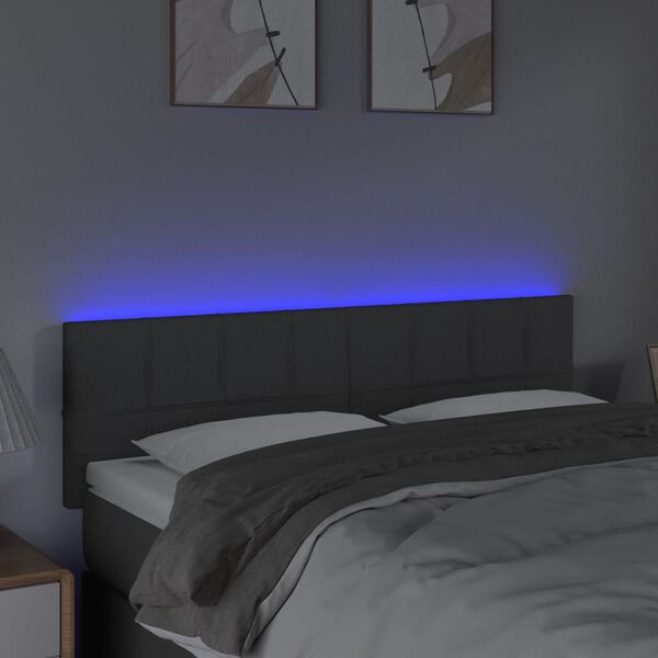 vidaXL T&ecirc;te de lit &agrave; LED Gris fonc&eacute; 144x5x78/88 cm Tissu