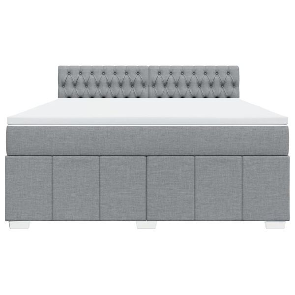 vidaXL Sommier &agrave; lattes de lit avec matelas Gris clair 180x200cm Tissu