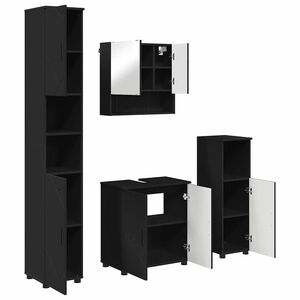 vidaXL Ensemble de mobilier de salle de bain 4 pc Noir 61 x 35 x 64 cm