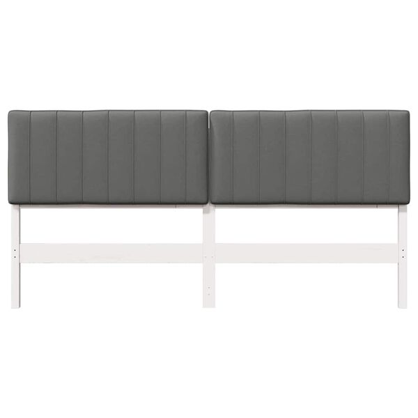 vidaXL T&ecirc;te de lit capitonn&eacute;e Blanc et gris clair 180 cm Pin massif