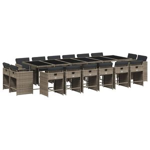 vidaXL Ensemble &agrave; manger de jardin 17 pcs et coussins r&eacute;sine tress&eacute;e