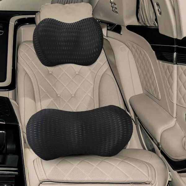 vidaXL Oreiller avec oreiller R&eacute;glable 2 pcs Noir Maille 4D