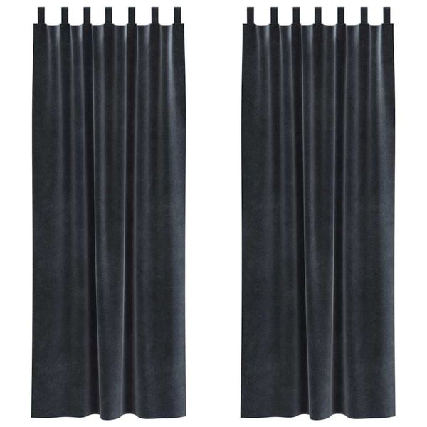vidaXL Rideaux occultants 2 pcs Gris fonc&eacute; 140 x 225 cm Velours