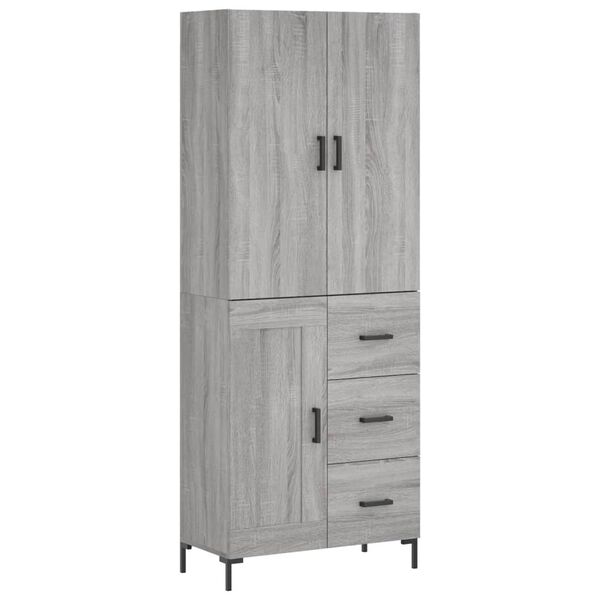 vidaXL Buffet haut Sonoma gris 69,5x34x180 cm Bois d'ing&eacute;nierie