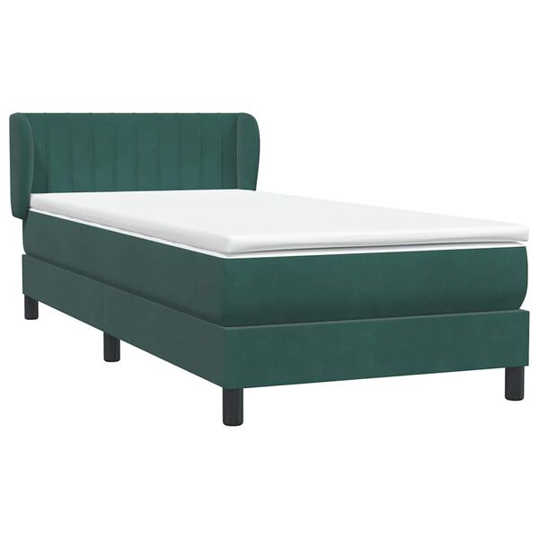 vidaXL Sommier &agrave; lattes de lit et matelas vert fonc&eacute; 90x210 cm velours