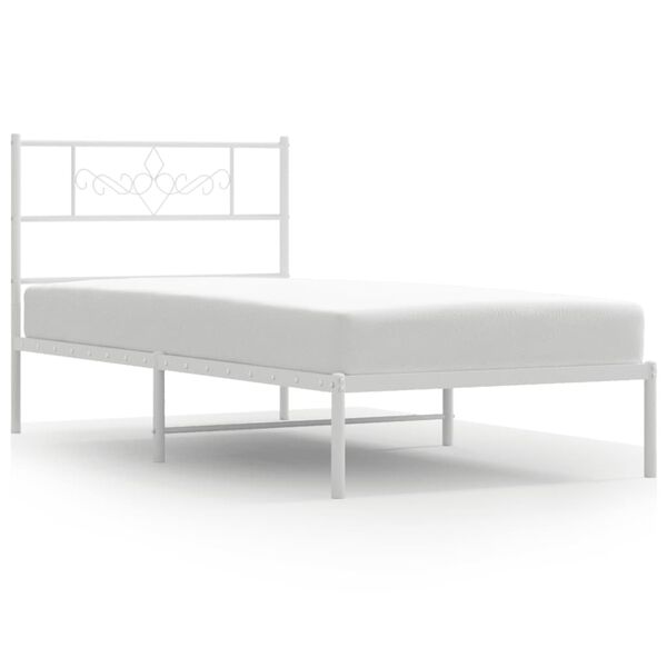 vidaXL Cadre de lit métal sans matelas avec tête de lit blanc 90x200cm