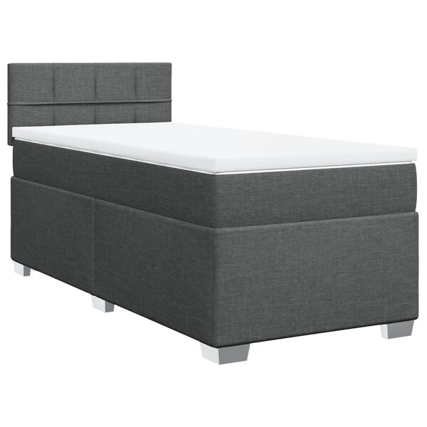 vidaXL Sommier &agrave; lattes de lit avec matelas Gris fonc&eacute; 80x200 cm Tissu