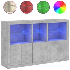 vidaXL Buffet avec lumi&egrave;res LED gris b&eacute;ton 162x37x100 cm