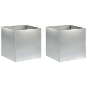 vidaXL Cache-pot de jardin 2 pc Argent&eacute; 45 x 45 x 45 cm