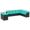 vidaXL Salon de jardin 10 pcs avec coussins noir r&eacute;sine tress&eacute;e