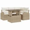 vidaXL Ensemble de canap&eacute; de jardin avec coussin 5 pcs Beige polyrotin