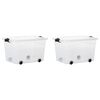 vidaXL Bo&icirc;tes de rangement et roues et couvercles 2pcs Transparent 60L