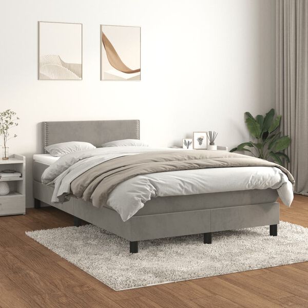 vidaXL Sommier &agrave; lattes de lit et matelas gris clair 120x190cm velours