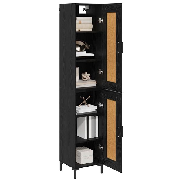 vidaXL Haut Armoire Ch&ecirc;ne noir 34,5 x 34 x 180 cm Bois d'ing&eacute;nierie