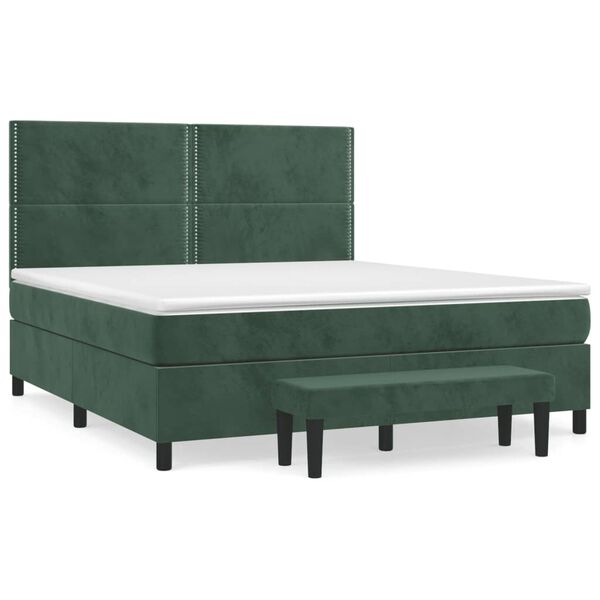 vidaXL Sommier &agrave; lattes de lit et matelas Vert fonc&eacute; 160x200cm Velours