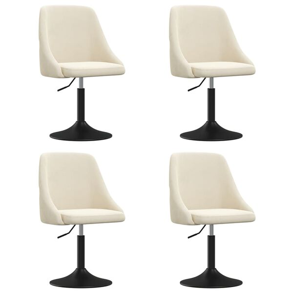 vidaXL Chaises &agrave; manger lot de 4 Cr&egrave;me Velours