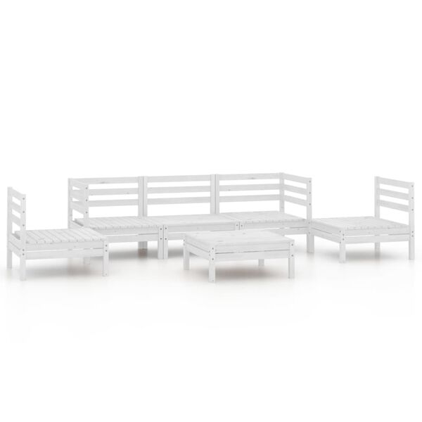 vidaXL Salon de jardin 6 pcs blanc bois de pin massif