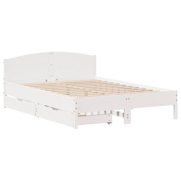 vidaXL Cadre de lit sans matelas blanc 140x200 cm bois de pin massif