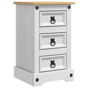 vidaXL Table de chevet CORONA Blanc 35 x 32,5 x 58 cm Pin massif