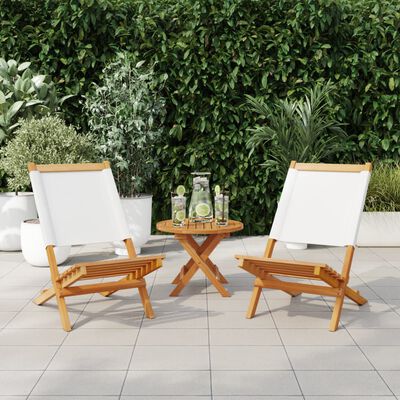 vidaXL Chaises de jardin lot de 2 blanc crème bois acacia massif tissu