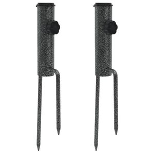 vidaXL Support de parasol avec piquets 2 pcs 9x35 cm acier galvanis&eacute;
