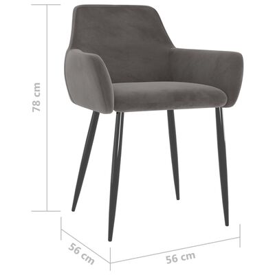 vidaXL Chaises à manger lot de 4 Gris foncé Velours