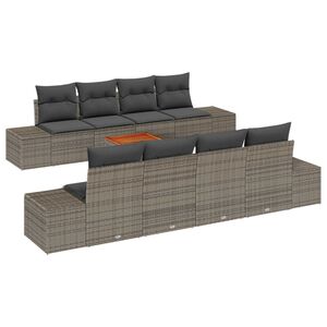 vidaXL Ensemble de canap&eacute; de jardin avec coussin 9 pcs Gris polyrotin