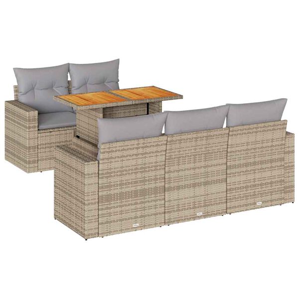 vidaXL Salon de jardin avec coussins 6 pcs beige r&eacute;sine tress&eacute;e