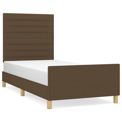 vidaXL Cadre de lit avec tête de lit Marron foncé 90x200 cm Tissu