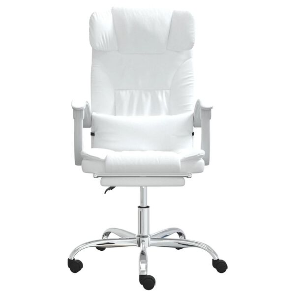 vidaXL Fauteuil de massage inclinable de bureau Blanc Similicuir