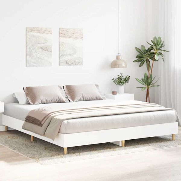 vidaXL Cadre de lit sans matelas blanc 200x200 cm bois d'ingénierie