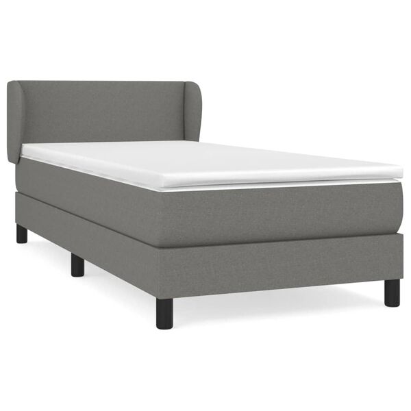 vidaXL Sommier &agrave; lattes de lit et matelas Gris fonc&eacute; 90x190 cm Tissu