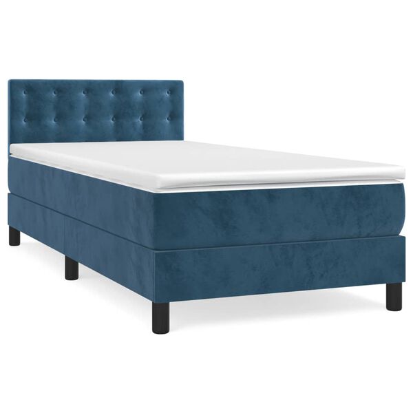 vidaXL Sommier &agrave; lattes de lit avec matelas Bleu fonc&eacute; 90x200 cm