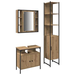 vidaXL Ensemble de mobilier de salle de bain 3 pcs Ch&ecirc;ne artisanal