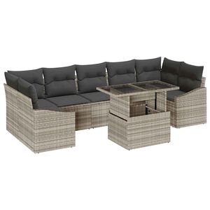 vidaXL Ensemble de canap&eacute; de jardin 8 pc Gris clair polyrotin