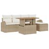 vidaXL Ensemble de canap&eacute; de jardin 6 pc Beige Poly rotin
