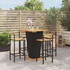 vidaXL Ensemble de bar jardin 5 pcs noir poly rotin/bois massif acacia