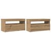 vidaXL Meubles TV avec lumi&egrave;res LED 2 pcs ch&ecirc;ne artisanal