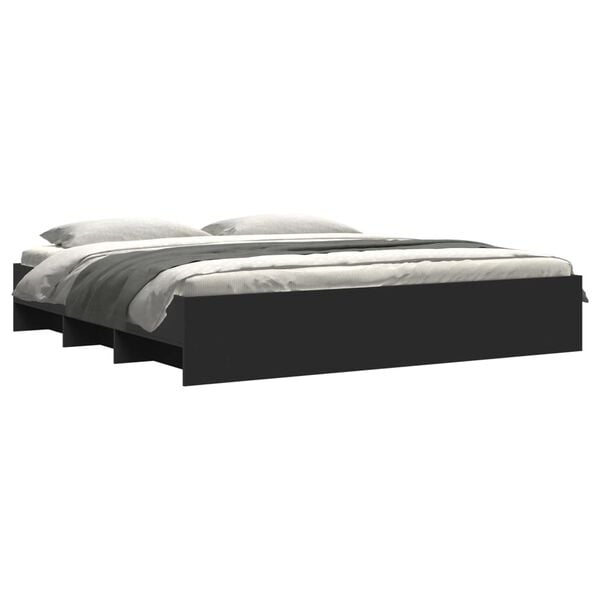 vidaXL Cadre de lit sans matelas noir 180x200 cm bois d'ing&eacute;nierie