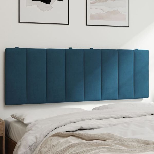 vidaXL Coussin de t&ecirc;te de lit Hanko bleu 140 cm velours