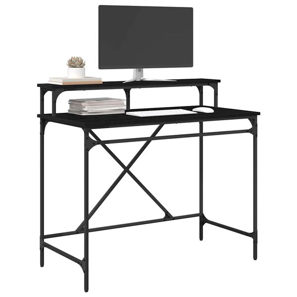 vidaXL Bureau Ch&ecirc;ne noir 100 x 50 x 90 cm Bois d'ing&eacute;nierie