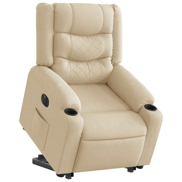 vidaXL Fauteuil inclinable &eacute;lectrique cr&egrave;me tissu