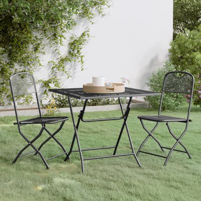 vidaXL Ensemble à manger de jardin 3 pcs Maille Métal Anthracite